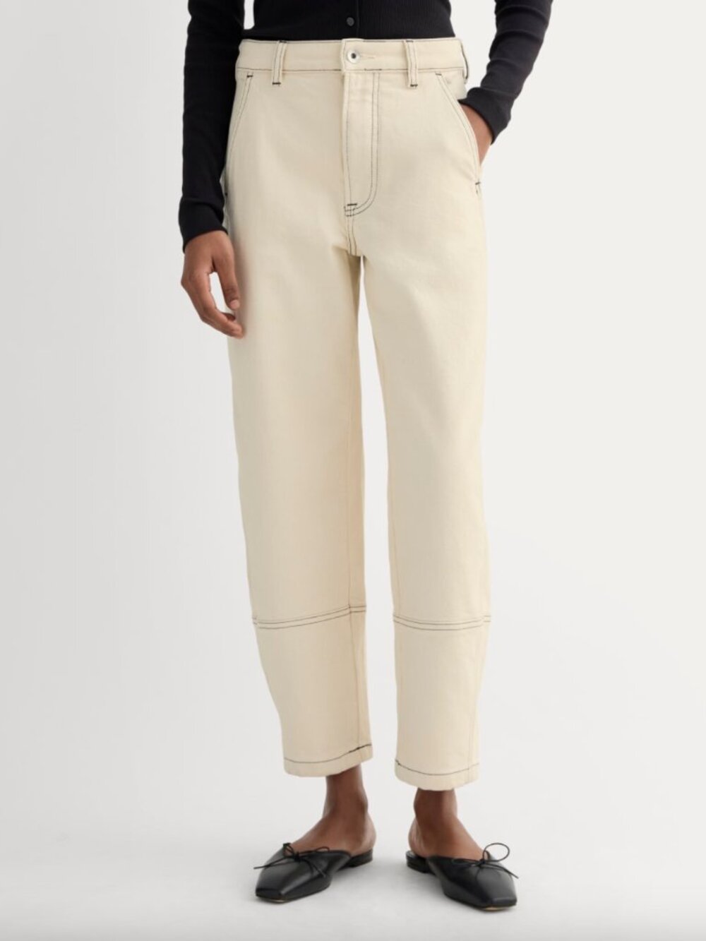 Everlane • The Utility Barrel Straight Leg High Rise Pant in Ivory Ecru • 32R